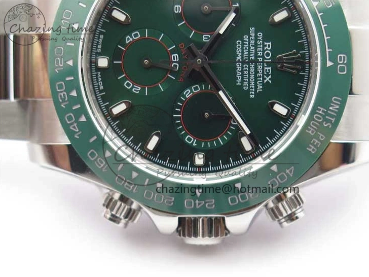 Ceramic A7750 Daytona on Dial SS Green 116520 Real SS Stick Markers Bezel Bracelet Edition UBF Best 0301